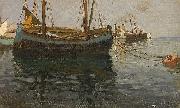 Julius Ludwig Friedrich Runge Dampf- und Fischerboote im sonnigen Licht Germany oil painting artist